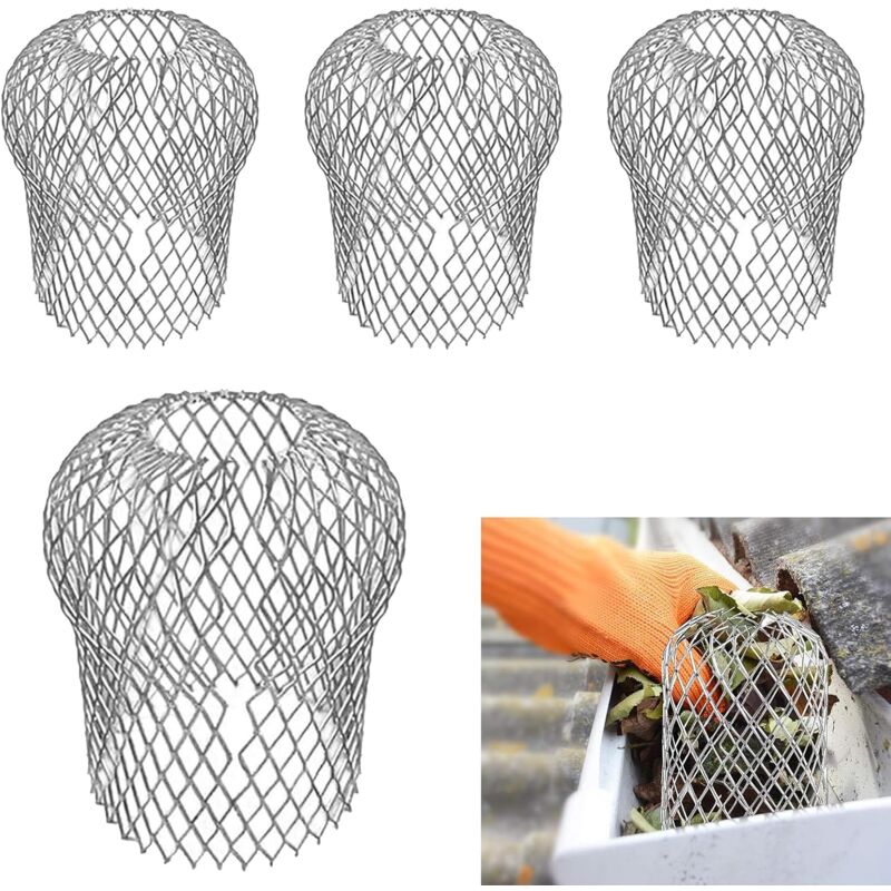 Lot de 4 protections de gouttières en métal pour gouttières - Grille de protection pour gouttières - Protection des feuilles et de la mousse