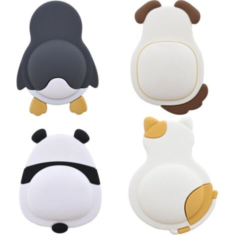 Lot de 4 protections de poignée de porte pour mur, butées de porte en caoutchouc auto-adhésives, motif animal de dessins animés, anti-collision, amortissant le bruit pour armoires, meubles