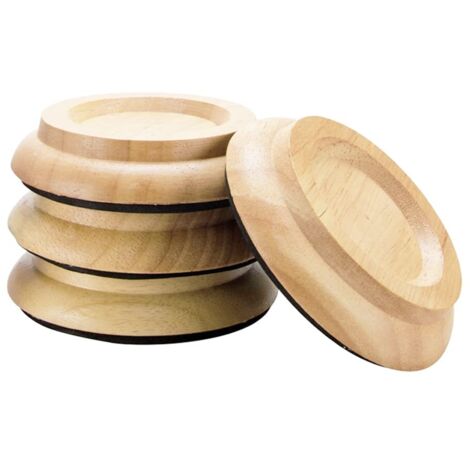 Lot de 4 protections de sol pour piano Caster Cups Piano Foot Pads, dessous de meubles en bois dur, lot de 4 pièces en chêne naturel, accessoires pour piano Caster Cups (Wood)