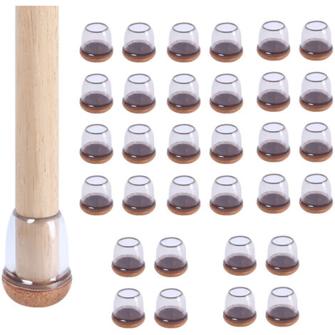 Lot de 4 protège-pieds de tabouret en caoutchouc - 2,5 cm (1 po) - Transparent - Rond - Lot de 8