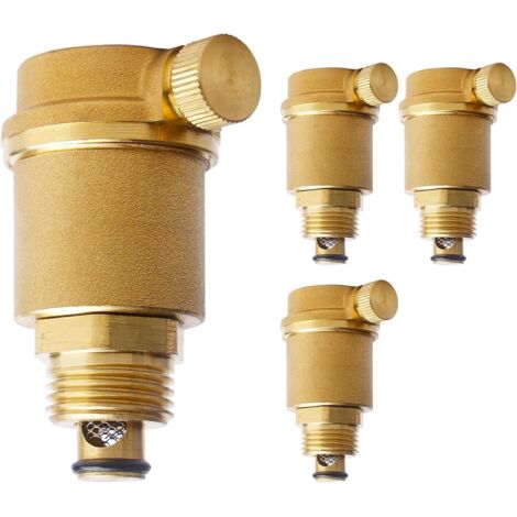 Lot de 4 purgeurs rapides automatiques 1/2" DN15 en laiton Vanne de purge automatique pour chaudière, radiateur, chauffe-eau solaire