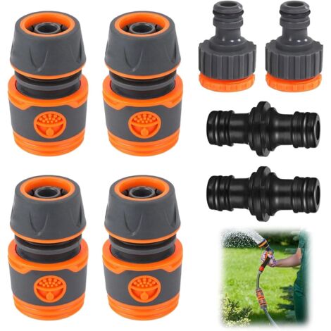 Lot de 4 raccords de tuyau 1/2" - 13 mm - Avec 2 raccords de raccord et de robinet de tuyau - Compatible avec robinet, tuyau d'arrosage, arrosage de jardin, lavage de voiture（8pcs）