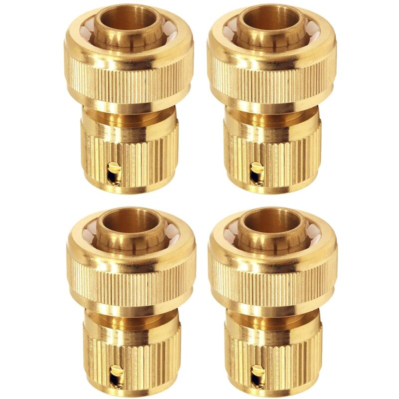Lot de 4 raccords de Tuyau en Laiton 19 mm (3/4') : Adaptateur pour robinets raccords de Tuyau, pour raccorder des Outils de Jardin, tuyaux raccords