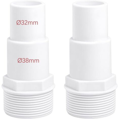 Lot de 4 raccords tuyau pour piscine - Diamètre : 32/38 mm Blanc 2p