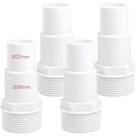 Lot de 4 raccords tuyau pour piscine - Diamètre : 32/38 mm Blanc 4p