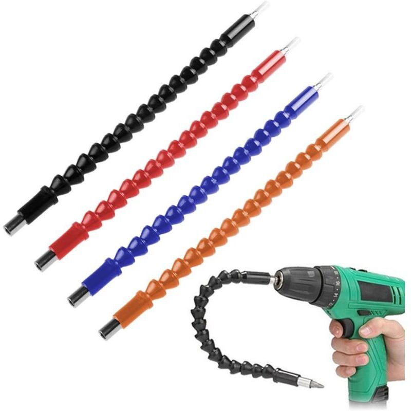 Lot de 4 rallonges de foret flexibles pour tournevis - 29,5 cm - Raccordement universel - Noir, rouge, bleu, orange