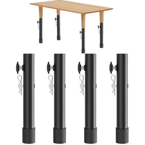 Lot De 4 Rallonges De Pieds De Table Pour Tables Pliantes Pour Pieds Pliés Et Droits, Rehausseurs De Pieds De Table Pliables Réglables, Pour Une Hauteur De (19,8 Cm)
