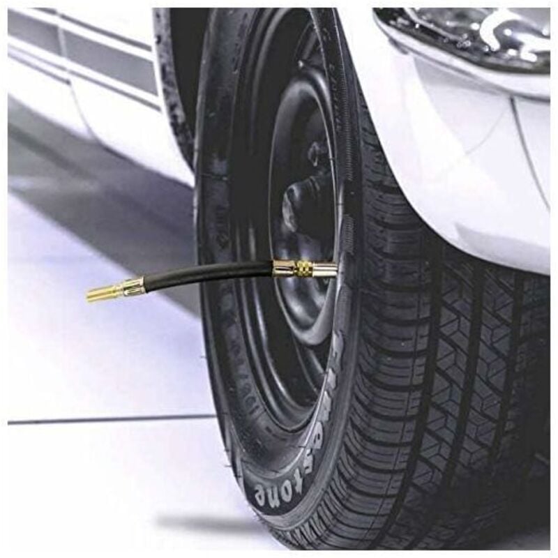 Image of Lot de 4 rallonges de valve de pneu, valve de pneu flexible 150 mm avec 2 supports