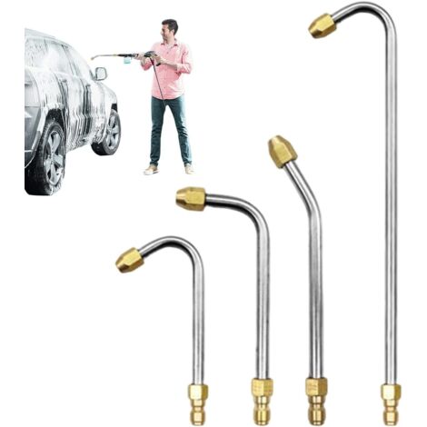 Lot de 4 rallonges pour nettoyeur haute pression - Embout coudé Buses étanches Outil lavage voiture Accessoire