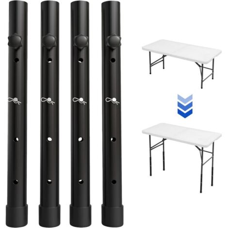 Lot de 4 rallonges réglables pour pieds de table pliante ou fixe – rehausseurs compatibles avec hauteur jusqu’à 44 cm