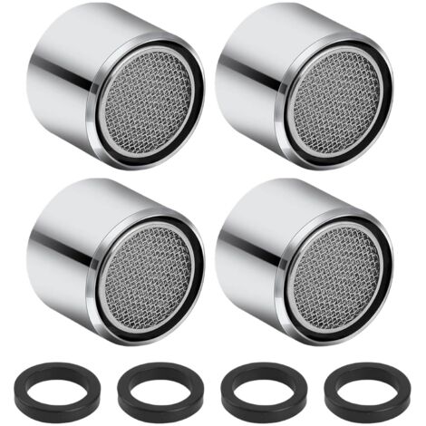 Lot de 4 régulateurs de jet M22, aérateurs pour robinets d'évier de cuisine, filtre avec boîtier en laiton chromé, filetage intérieur économiseur d'eau, pour salle de bain, cuisine