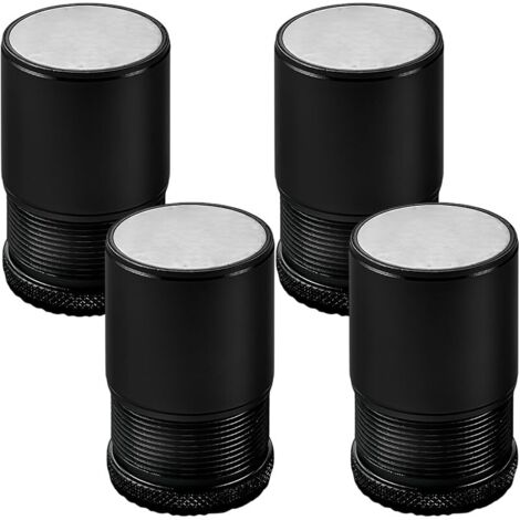 Lot de 4 Rehausseur de Meubles Réglable Métal, Rehausseur Pieds de Lit, Pieds de meubles pour Chaise, Table, Canapé, Caisson, Armoire de salle de bain, Noir, hauteur de 4.7cm-8cm, diamètre 40mm