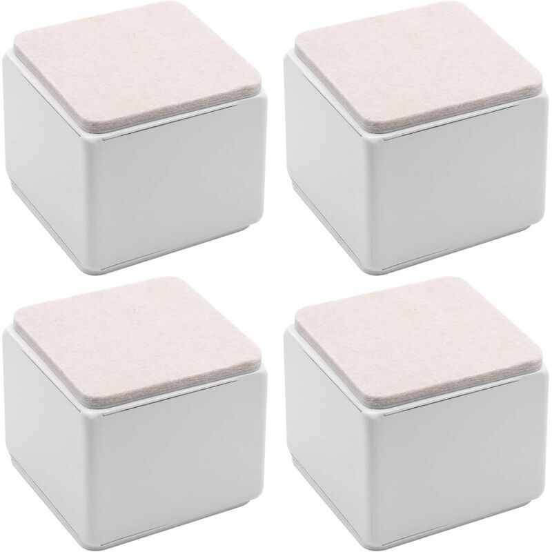 Lot de 4 rehausseurs de lit autocollants, carrés et robustes, en acier carbone, pour table et canapé, ajoutant 5 cm de hauteur avec patin en feutre,