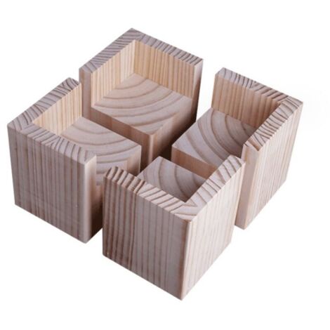 Lot de 4 rehausseurs de lit en bois – Hauteur 10cm – Pour meubles lourds – Installation facile pour nettoyage ergonomique-Crezuo