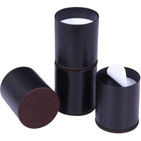 Lot de 4 rehausseurs de lit Robustes pour canapé, Table, Hauteur de Levage de 5,1 cm, Coussinet inférieur pour protéger Les sols, Acier Massif offrant Un Soutien Solide (Noir, Rond)