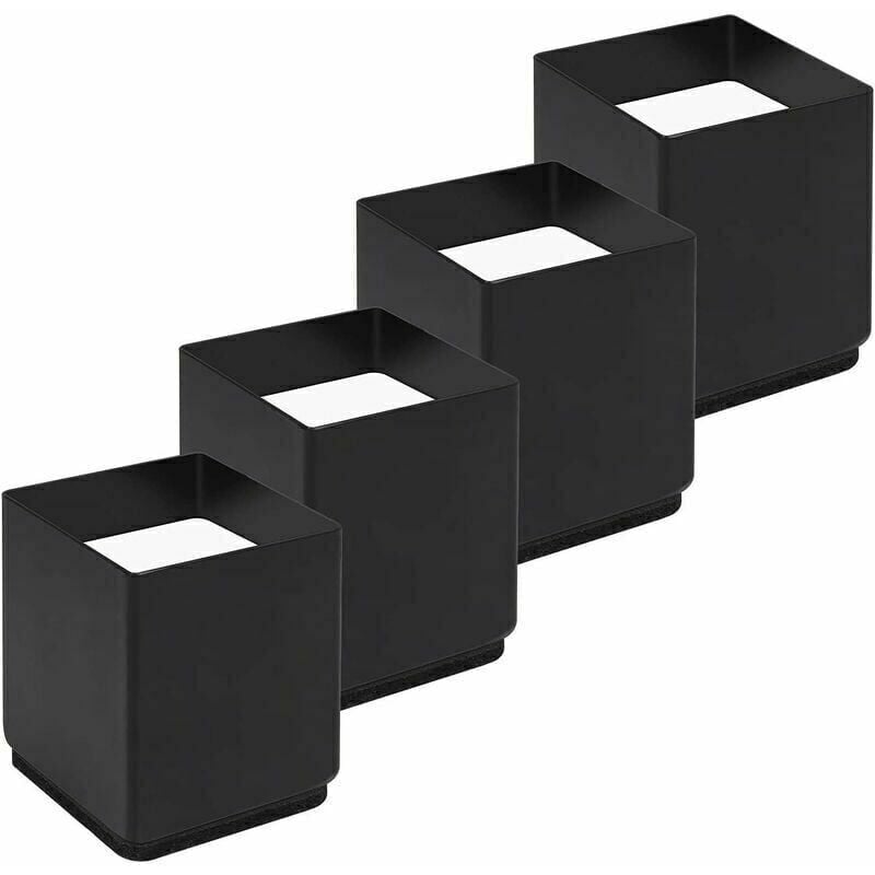 Lot de 4 Rehausseurs de Pieds de Lit - Acier Carbone - Ajoutent Hauteur de 5CM - Rehausseurs de Table, Chaise ou Canapé - Gain d'Espace pour Bureau