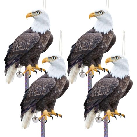 Lot de 4 Répulseurs Oiseaux Aigle Plastique avec Bandes Réfléchissantes pour Balcon Jardin