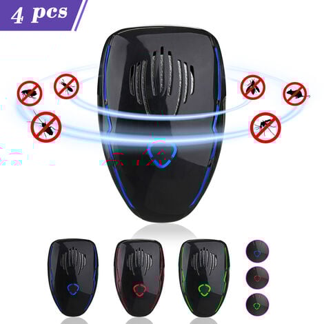 Lot de 4 Répulsif pour rats souris animaux Slience 80-120 m² répulsif antiparasitaire à ultrasons animal insecte araignée rat rongeur mouches