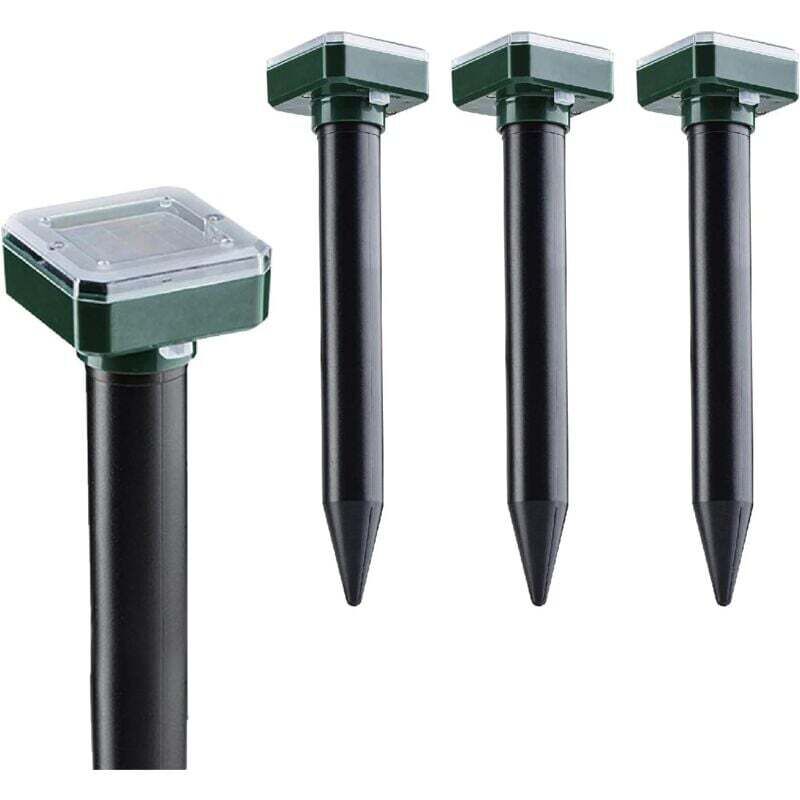 Lot de 4 répulsifs à taupes à énergie solaire - Piège à campagnols - Répulsif à gopher - Répulsif à campagnols pour l'extérieur - Répulsif à insectes