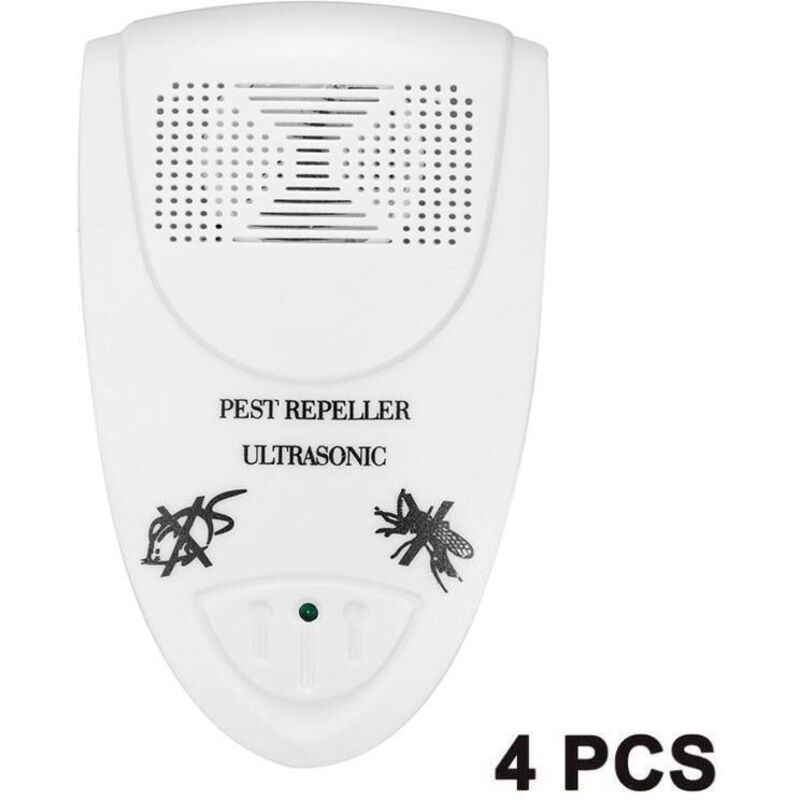 Lot de 4 répulsifs antiparasitaires à ultrasons - Anti-souris - Antiparasitaire prêt à l'emploi, idéal pour les souris, également efficace contre les
