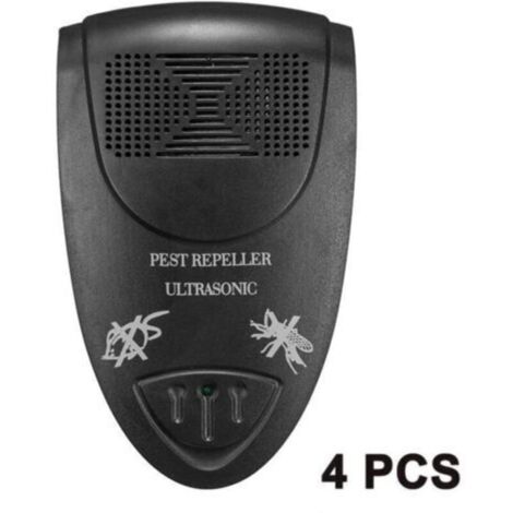 Lot de 4 répulsifs antiparasitaires à ultrasons - Anti-souris - Antiparasitaire prêt à l'emploi, idéal pour les souris, également efficace contre les cafards, les fourmis et les moustiques (noir)