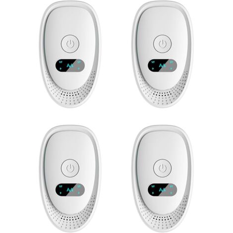 Lot de 4 répulsifs antiparasitaires à ultrasons - Anti-souris , moustiques et araignées Répulsif électronique multifonction antiparasitaire 360° à ultrasons enfichable