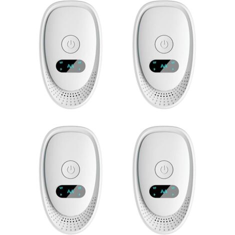 Lot de 4 répulsifs antiparasitaires à ultrasons - Anti-souris , moustiques et araignées Répulsif électronique multifonction antiparasitaire 360° à ultrasons enfichable