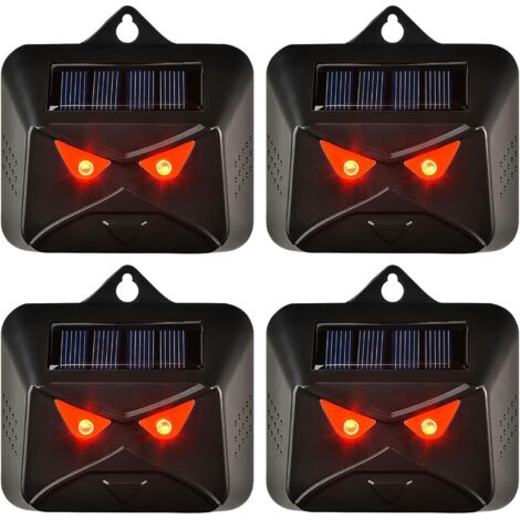 Lot de 4 répulsifs pour chats et renards avec lumières LED rouges - Imperméables - Répulsif pour chat - Répulsif pour chats qui fonctionnent vraiment pour le jardin et la ferme