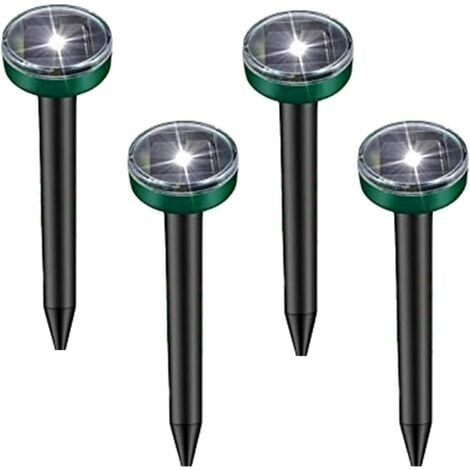 Lot de 4 répulsifs solaires à ultrasons pour taupes, répulsifs à ultrasons pour chats, répulsifs solaires pour souris anti-taupes repoussent les campagnols pour pelouse de jardin (vert 4 pièces)