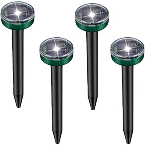 Lot de 4 répulsifs solaires à ultrasons pour taupes, répulsifs à ultrasons pour chats, répulsifs solaires pour souris anti-taupes repoussent les campagnols pour pelouse de jardin (vert 4 pièces)