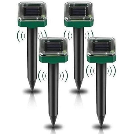 Lot de 4 Répulsifs Solaires à Ultrasons, Répulsif Anti-Taupes Solaire Souris Repeller Exterieur pour Jardins Taupes Campagnols