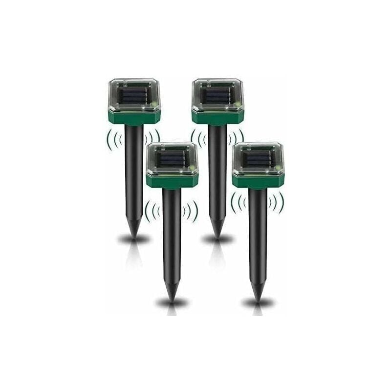 Lot de 4 Répulsifs Solaires à Ultrasons, Répulsif Anti-Taupes Solaire Souris Repeller Exterieur pour Jardins Taupes Campagnols Gophers Serpents ou