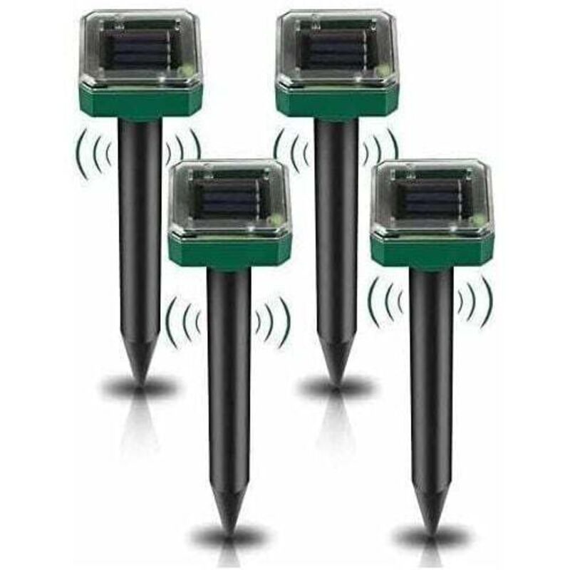 Ahlsen Lot de 4 Répulsifs Solaires à Ultrasons, Répulsif Anti-Taupes Solaire Souris Repeller Exterieur pour Jardins Taupes Campagnols Gophers