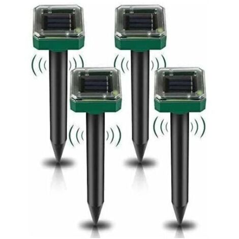 Lot de 4 Répulsifs Solaires à Ultrasons, Répulsif Anti-Taupes Solaire Souris Repeller Exterieur pour Jardins Taupes Campagnols Gophers Serpents ou Autres Autres Rongeurs
