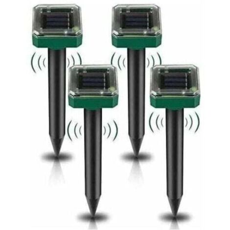 Lot de 4 Répulsifs Solaires à Ultrasons, Répulsif Anti-Taupes Solaire Souris Repeller Exterieur pour Jardins Taupes Campagnols Gophers Serpents ou Autres Autres Rongeurs