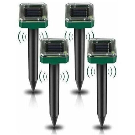Lot de 4 Répulsifs Solaires à Ultrasons, Répulsif Anti-Taupes Solaire Souris Repeller Exterieur pour Jardins Taupes Campagnols Gophers Serpents ou Autres Autres Rongeurs