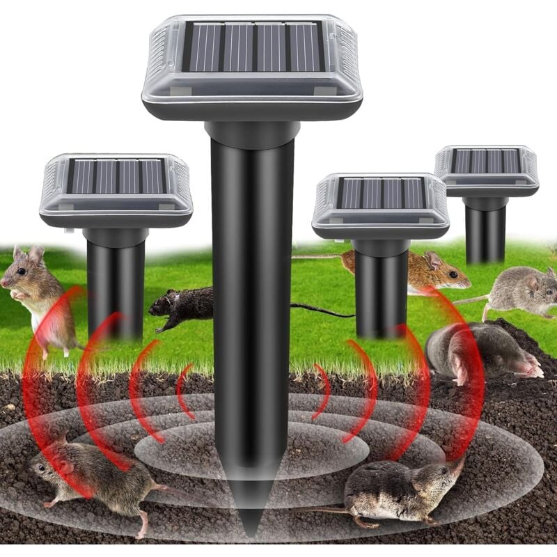 S-giant - Lot de 4 répulsifs solaires Anti-Taupes - Répulsif Contre Les Taupes - Répulsif Contre Les campagnols - Répulsif à ultrasons - Répulsif