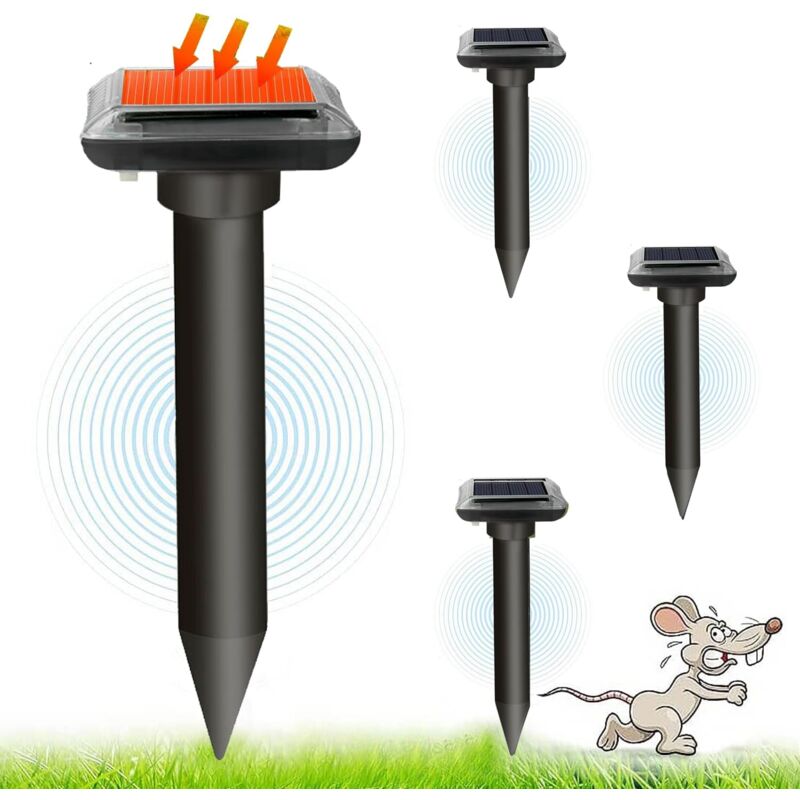 Tigrezy - Lot de 4 répulsifs solaires pour souris, répulsifs pour campagnols, répulsifs à ultrasons pour souris, alimentés par l'énergie solaire