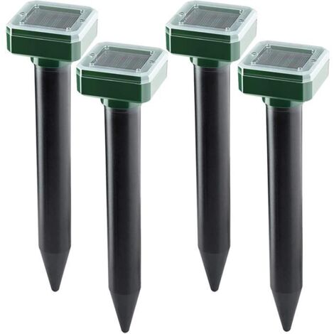 Lot de 4 Répulsifs Solaires Ultrasons Anti-Taupes Intelligent, Répulsif Souris Extérieur, Anti-Taupes à Énergie Solaire