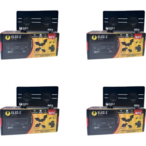 Lot de 4 répulsifs ultrasons anti nuisibles – Efficace jusqu'à 350 m² – Réglage manuel de fréquence – Idéal pour rongeurs et insectes – Satenco - 325m2