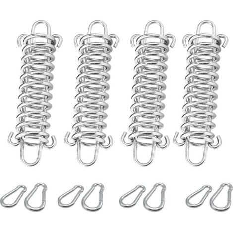 Lot de 4 ressorts de traction avec crochets, en acier inoxydable, ressort de traction haute résistance, kit de fixation pour tente de camping, auvent et extérieur