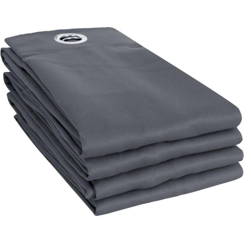 Lot de 4 Rideaux Occultants à Œillets - 135 x 240 cm - Couleur Anthracite