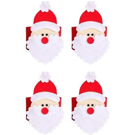 Lot de 4 ronds de serviette de Noël en forme de ceinture de Père Noël