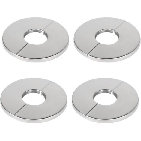Lot de 4 rosaces en acier inoxydable chromé – Cache tuyau radiateur 24mm – Installation facile avec bande adhésive – Pour robinets et conduites de chauffage