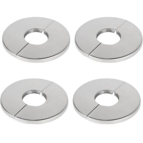 Lot de 4 rosaces en acier inoxydable chromé – Cache tuyau radiateur 24mm – Installation facile avec bande adhésive – Pour robinets et conduites de chauffage