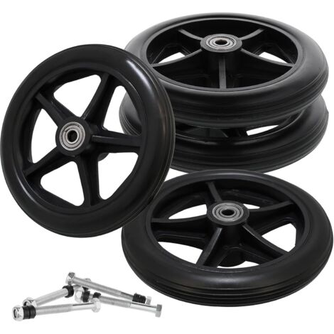 Lot de 4 roues de rechange pour fauteuil roulant de 15,2 cm pour déambulateurs, roues de rechange antidérapantes solides