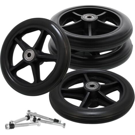 Lot de 4 roues de rechange pour fauteuil roulant de 15,2 cm pour déambulateurs, roues de rechange antidérapantes solides