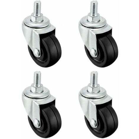 Lot de 4 roues en caoutchouc de 40 mm avec tige filetée M8，