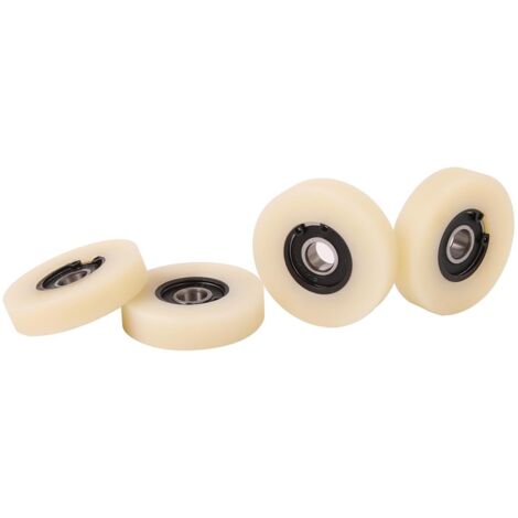 Lot de 4 Roues Nylon 50mm Diamètre 12mm Largeur Alésage 10mm Pour Portail Coulissant