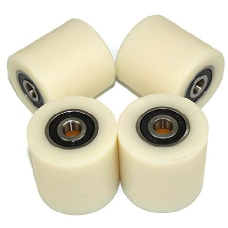 Lot de 4 Roues Nylon Diamètre 50mm, Largeur 50mm, Alésage 10mm, Pour Portail Coulissant